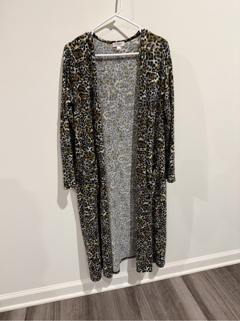 Long Leopard Print Open Cardigan Duster- Brown & Black